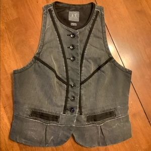 Armani Exchange Grey/Black Denim Vest Sz M EUC